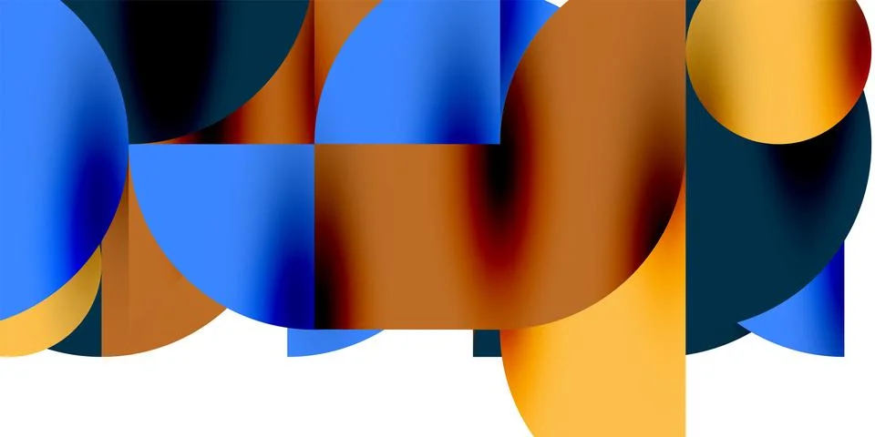 Tech minimal circular shapes geometric art. Vector modern circles Stock Illustration