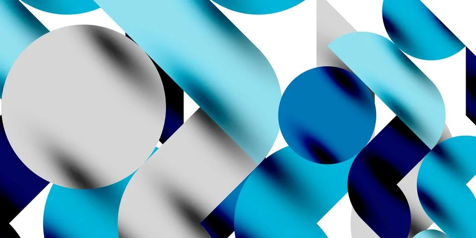 Tech minimal circular shapes geometric art. Vector modern circles Illustrazione stock
