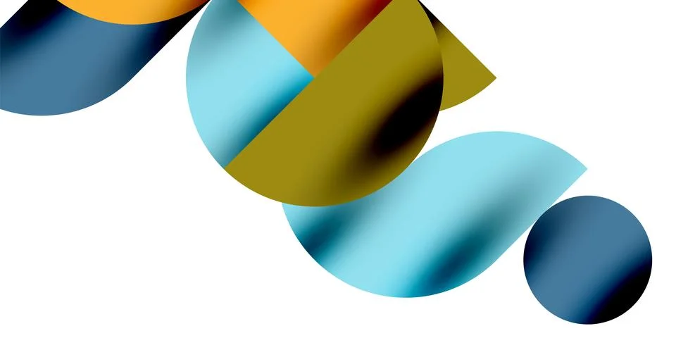 Tech minimal circular shapes geometric art. Vector modern circles Illustrazione stock