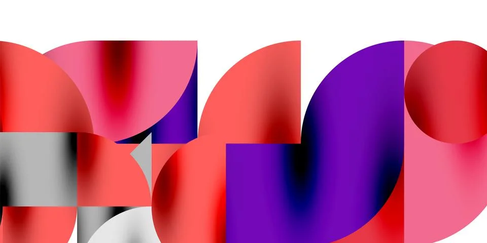 Tech minimal circular shapes geometric art. Vector modern circles Stock Illustration