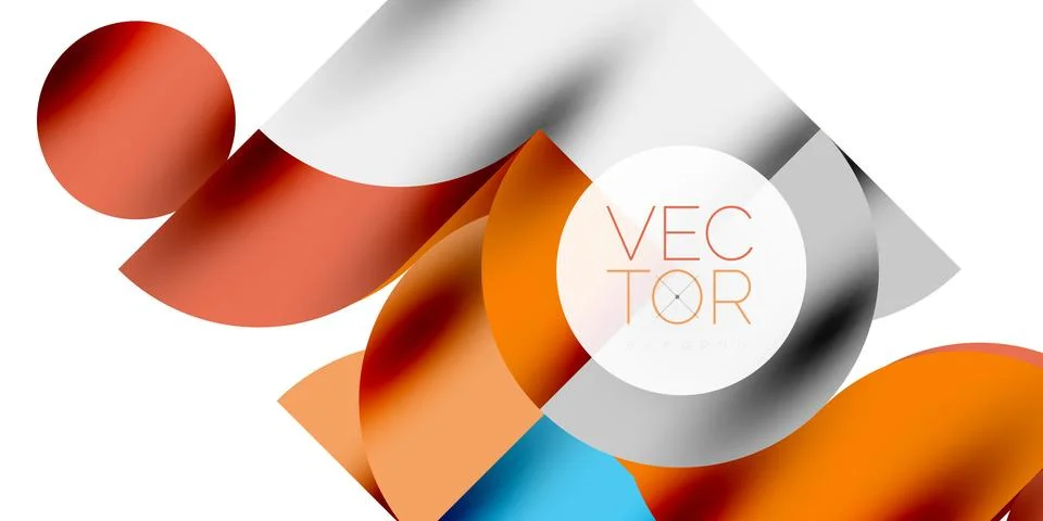 Tech minimal circular shapes geometric art. Vector modern circles Illustrazione stock
