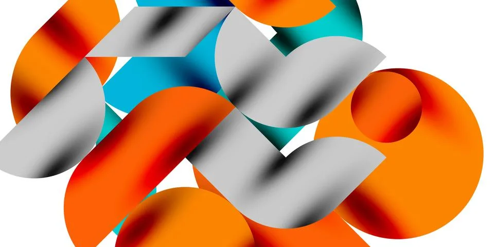 Tech minimal circular shapes geometric art. Vector modern circles Illustrazione stock