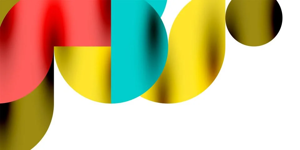 Tech minimal circular shapes geometric art. Vector modern circles Illustrazione stock