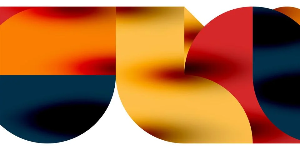 Tech minimal circular shapes geometric art. Vector modern circles Illustrazione stock