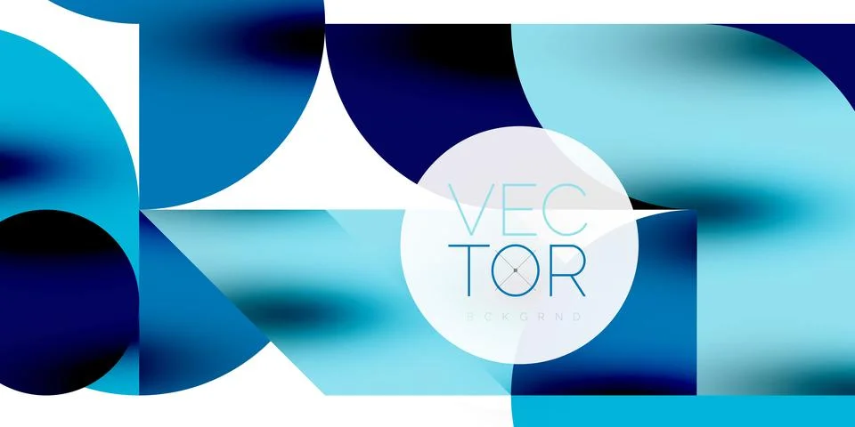 Tech minimal circular shapes geometric art. Vector modern circles Stock Illustration