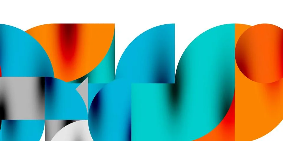 Tech minimal circular shapes geometric art. Vector modern circles Stock Illustration