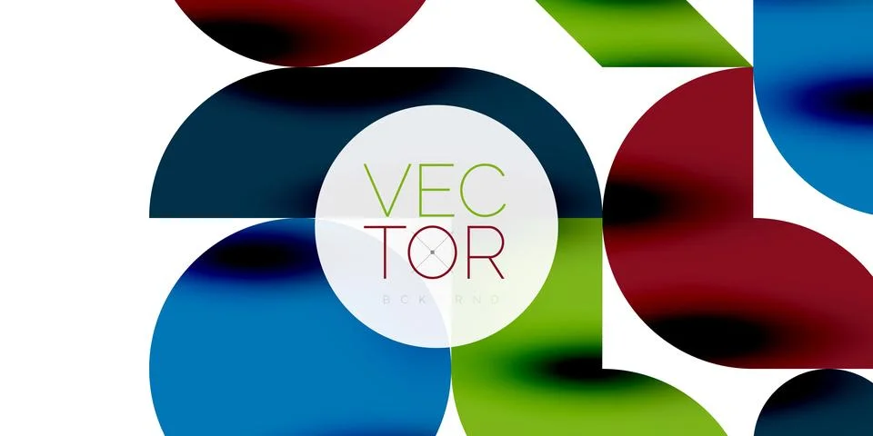 Tech minimal circular shapes geometric art. Vector modern circles Illustrazione stock