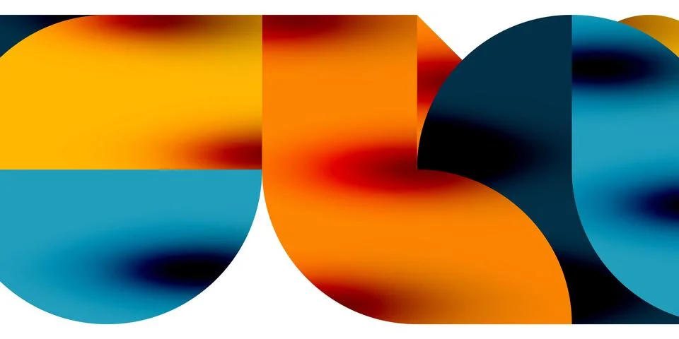 Tech minimal circular shapes geometric art. Vector modern circles Stock Illustration