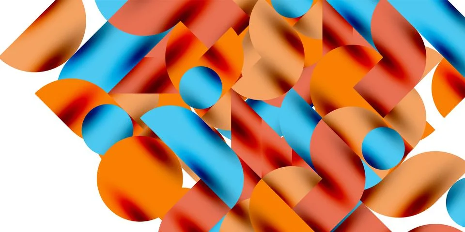 Tech minimal circular shapes geometric art. Vector modern circles Stock Illustration