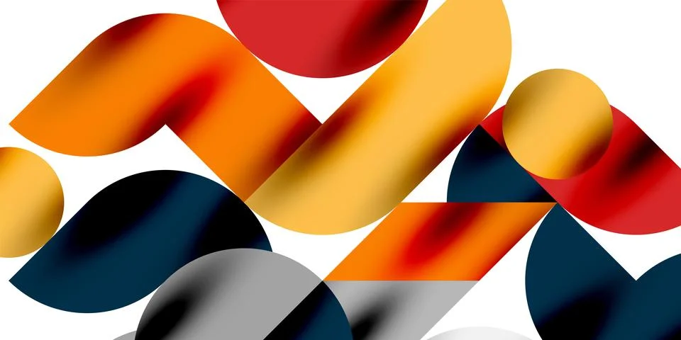 Tech minimal circular shapes geometric art. Vector modern circles Illustrazione stock