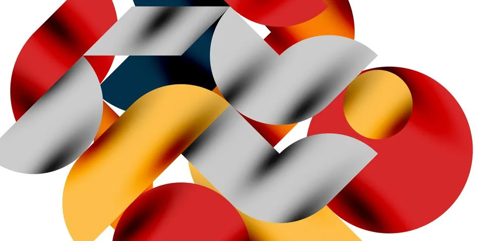 Tech minimal circular shapes geometric art. Vector modern circles Stock Illustration