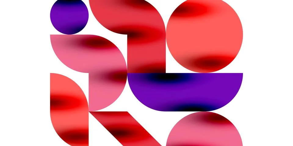 Tech minimal circular shapes geometric art. Vector modern circles Illustrazione stock