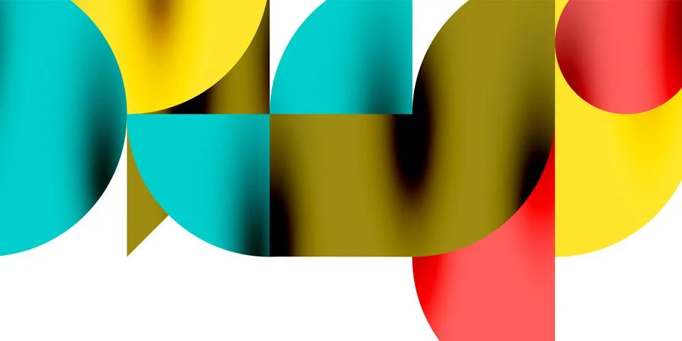 Tech minimal circular shapes geometric art. Vector modern circles Stock Illustration