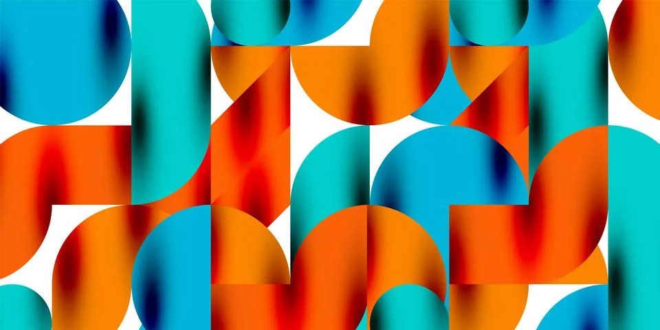 Tech minimal circular shapes geometric art. Vector modern circles Illustrazione stock