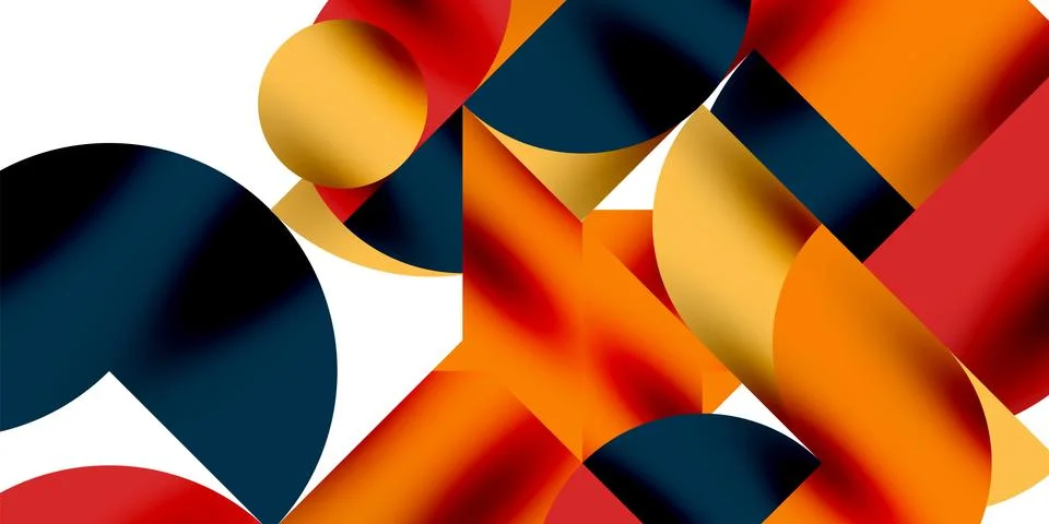 Tech minimal circular shapes geometric art. Vector modern circles Stock Illustration