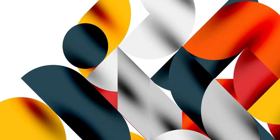 Tech minimal circular shapes geometric art. Vector modern circles Illustrazione stock