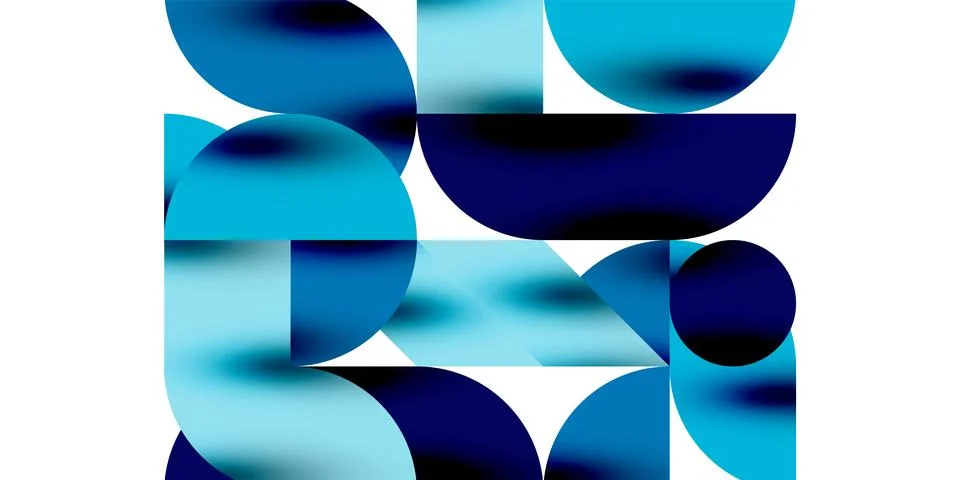 Tech minimal circular shapes geometric art. Vector modern circles Illustrazione stock