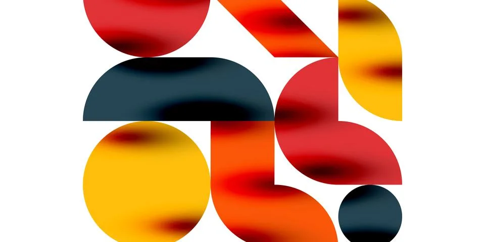 Tech minimal circular shapes geometric art. Vector modern circles Stock Illustration