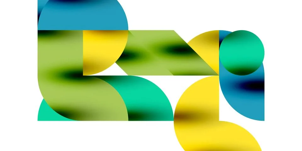 Tech minimal circular shapes geometric art. Vector modern circles Stock Illustration