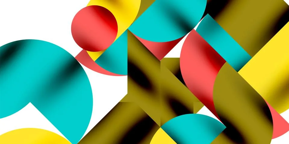 Tech minimal circular shapes geometric art. Vector modern circles Stock Illustration