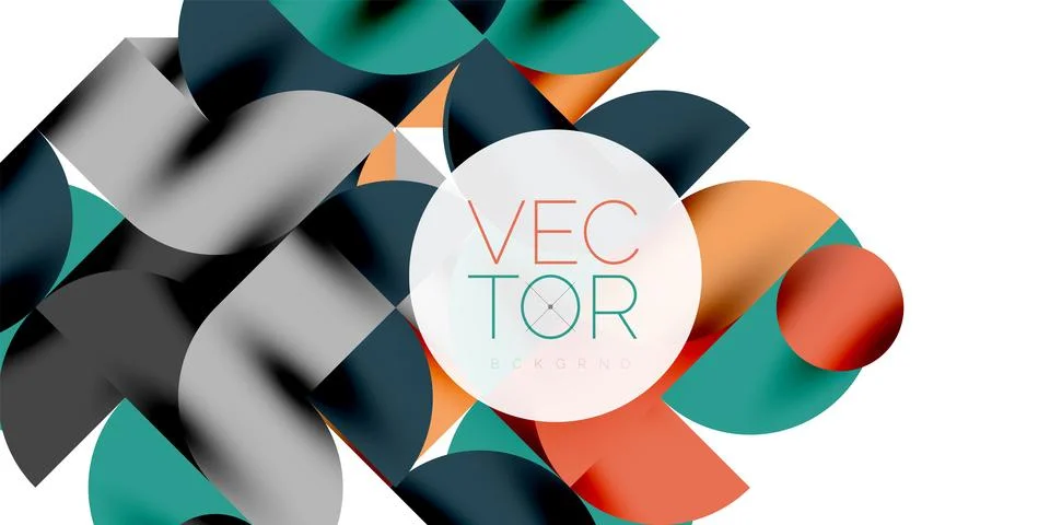 Tech minimal circular shapes geometric art. Vector modern circles Illustrazione stock