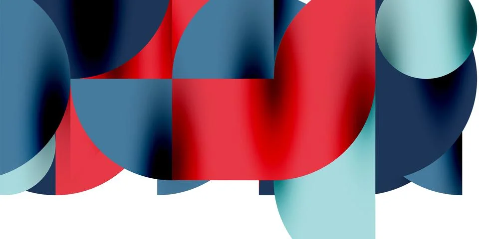 Tech minimal circular shapes geometric art. Vector modern circles Stock Illustration