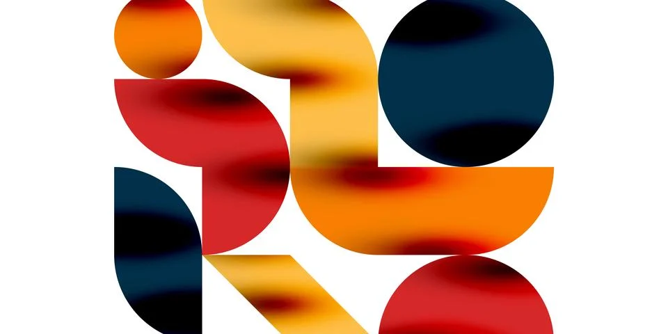 Tech minimal circular shapes geometric art. Vector modern circles Illustrazione stock