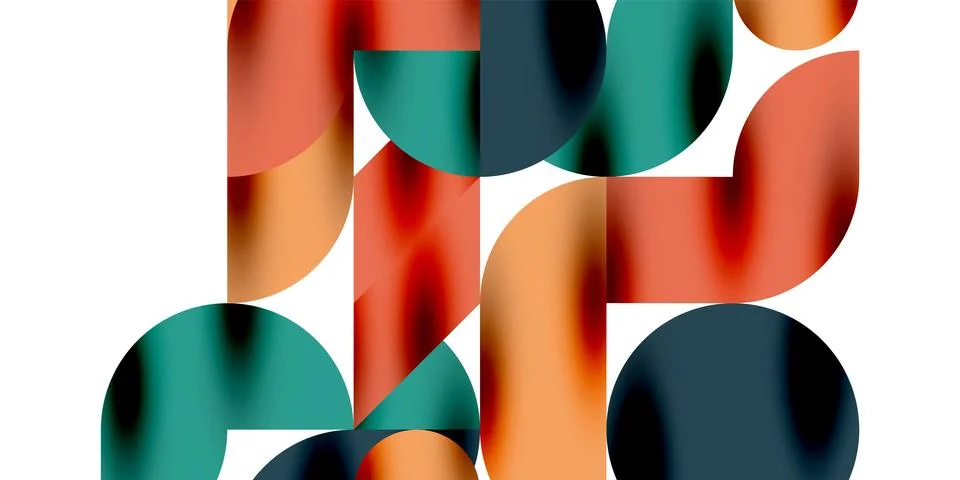 Tech minimal circular shapes geometric art. Vector modern circles Illustrazione stock