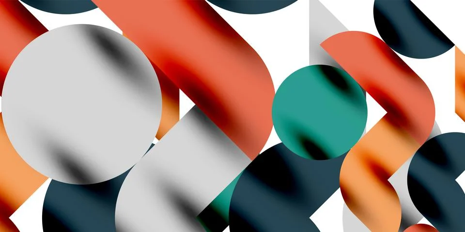 Tech minimal circular shapes geometric art. Vector modern circles イラスト素材