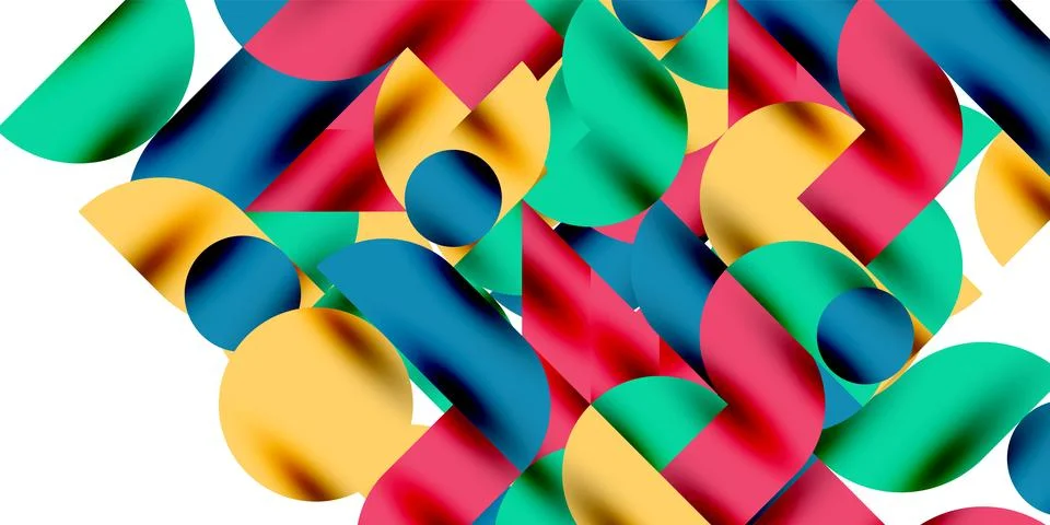Tech minimal circular shapes geometric art. Vector modern circles Stock Illustration