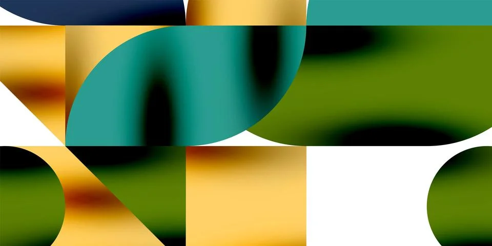 Tech minimal circular shapes geometric art. Vector modern circles Illustrazione stock