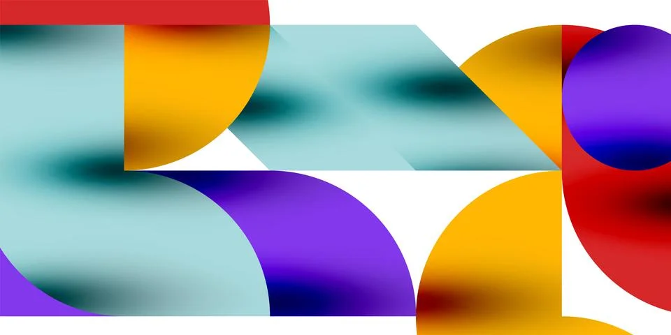 Tech minimal circular shapes geometric art. Vector modern circles Stock Illustration