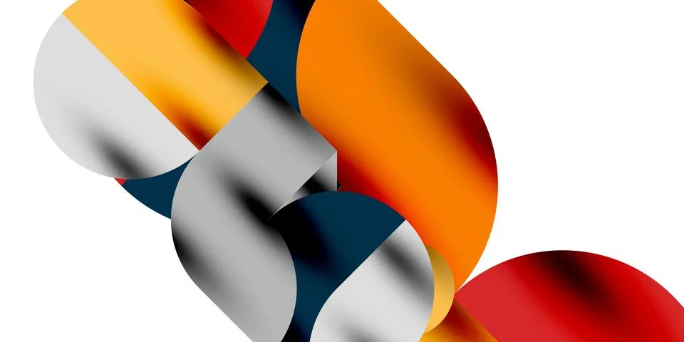 Tech minimal circular shapes geometric art. Vector modern circles Stock Illustration