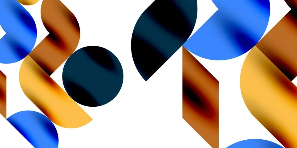 Tech minimal circular shapes geometric art. Vector modern circles Illustrazione stock