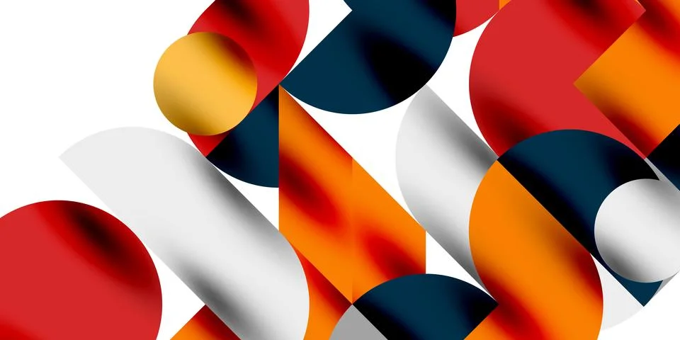 Tech minimal circular shapes geometric art. Vector modern circles Stock Illustration