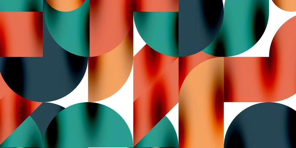 Tech minimal circular shapes geometric art. Vector modern circles Illustrazione stock