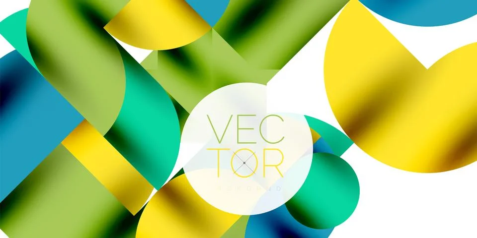 Tech minimal circular shapes geometric art. Vector modern circles Illustrazione stock