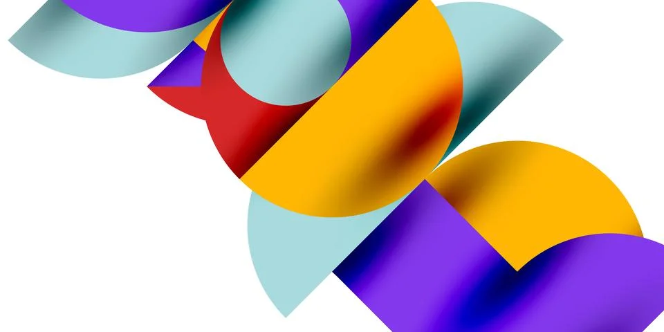 Tech minimal circular shapes geometric art. Vector modern circles Stock Illustration
