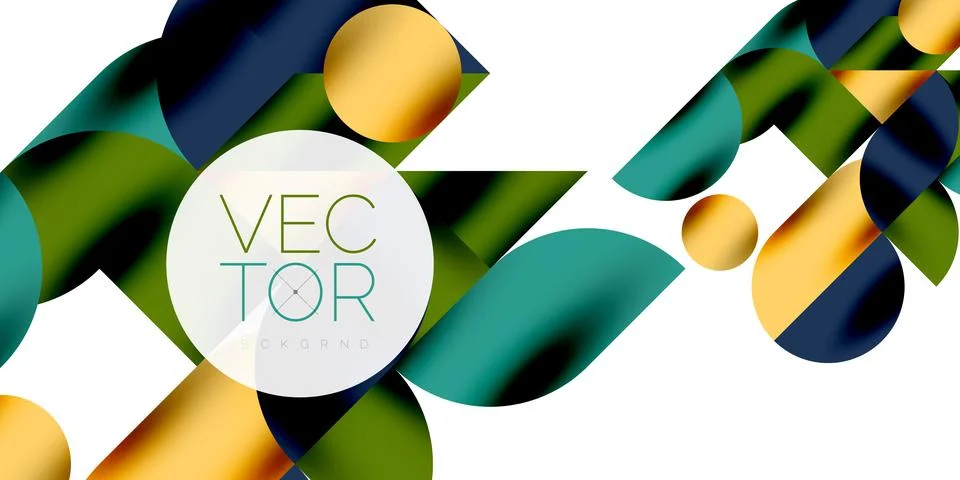 Tech minimal circular shapes geometric art. Vector modern circles Stock Illustration