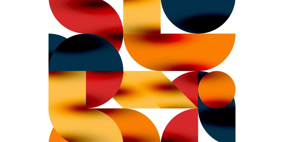 Tech minimal circular shapes geometric art. Vector modern circles Illustrazione stock