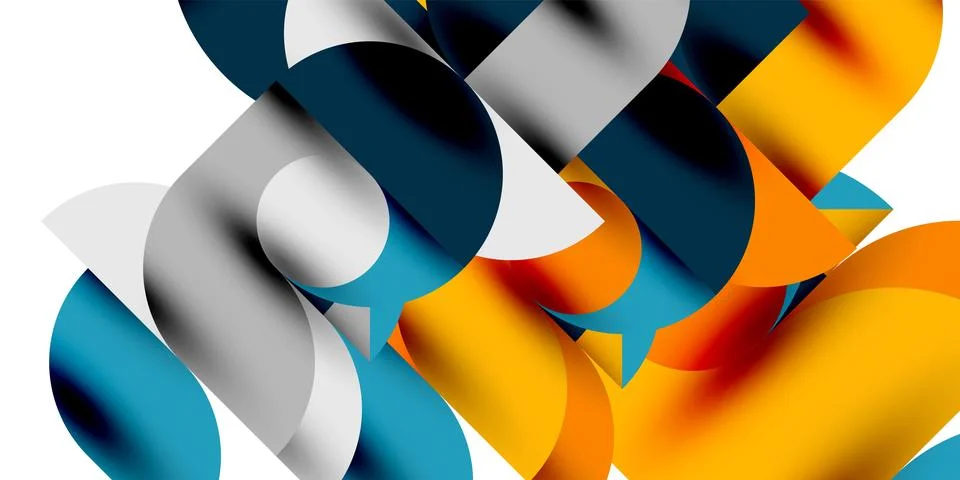 Tech minimal circular shapes geometric art. Vector modern circles Illustrazione stock