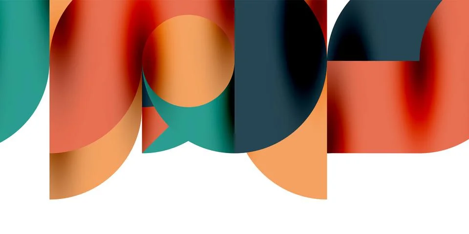 Tech minimal circular shapes geometric art. Vector modern circles Illustrazione stock