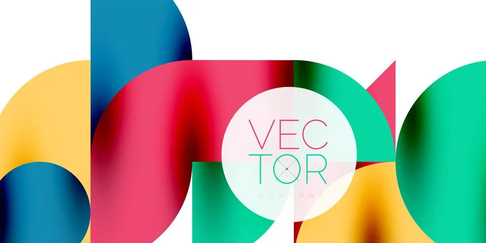 Tech minimal circular shapes geometric art. Vector modern circles Illustrazione stock