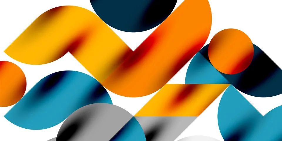 Tech minimal circular shapes geometric art. Vector modern circles Stock Illustration