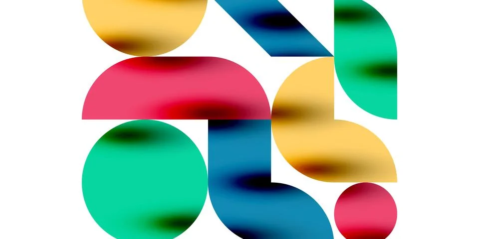 Tech minimal circular shapes geometric art. Vector modern circles Stock Illustration