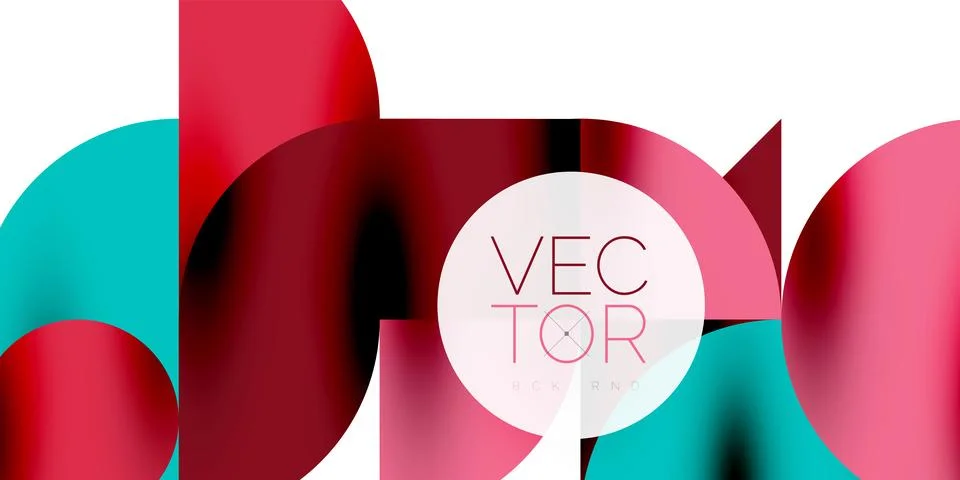 Tech minimal circular shapes geometric art. Vector modern circles Stock Illustration