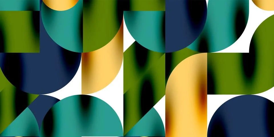 Tech minimal circular shapes geometric art. Vector modern circles Illustrazione stock