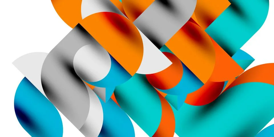 Tech minimal circular shapes geometric art. Vector modern circles Illustrazione stock