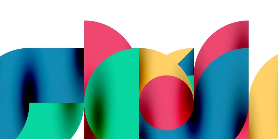 Tech minimal circular shapes geometric art. Vector modern circles Stock Illustration