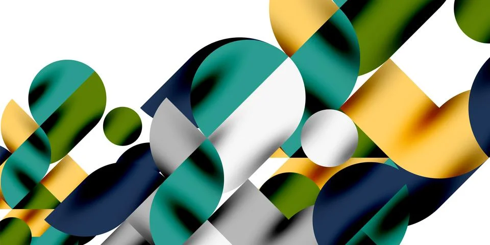 Tech minimal circular shapes geometric art. Vector modern circles Illustrazione stock